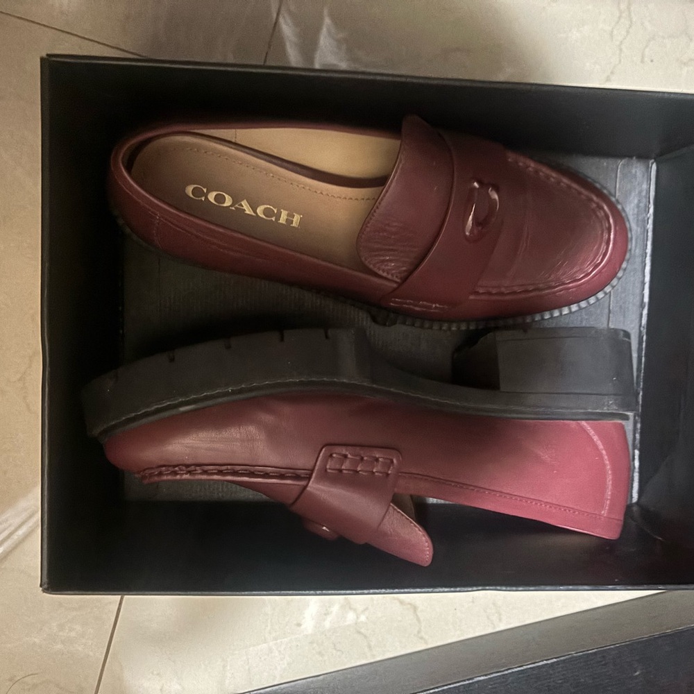 Coach Red and Black Flats Classic Loafers